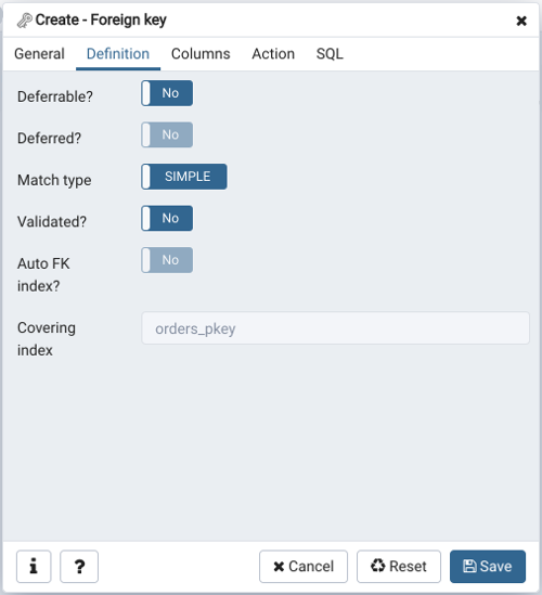 Table dialog foreign key constraint definition